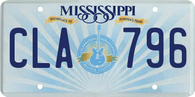 MS license plate CLA796