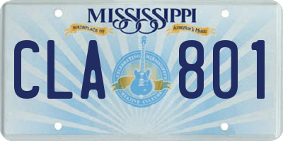 MS license plate CLA801