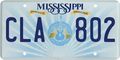 MS license plate CLA802