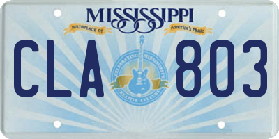 MS license plate CLA803