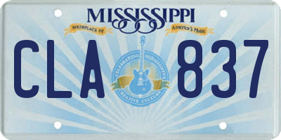 MS license plate CLA837