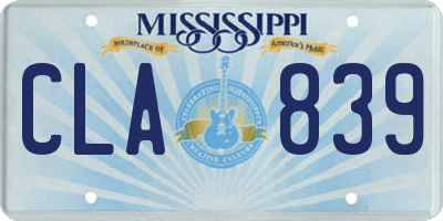 MS license plate CLA839