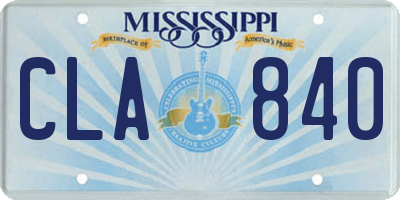 MS license plate CLA840