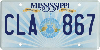 MS license plate CLA867