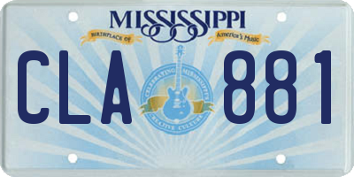 MS license plate CLA881