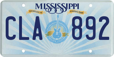 MS license plate CLA892