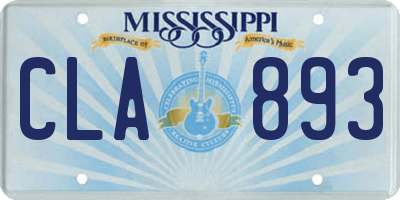 MS license plate CLA893