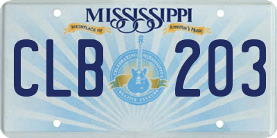 MS license plate CLB203