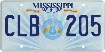MS license plate CLB205