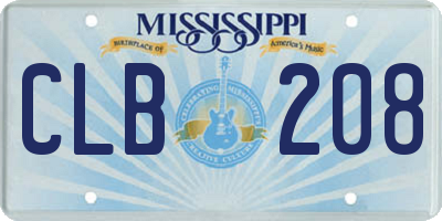 MS license plate CLB208