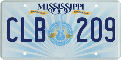 MS license plate CLB209