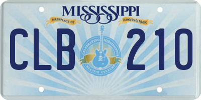MS license plate CLB210