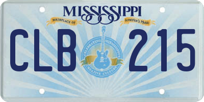 MS license plate CLB215