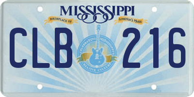 MS license plate CLB216