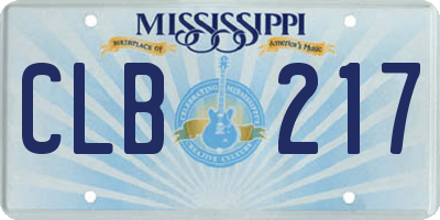 MS license plate CLB217