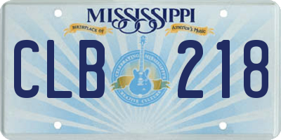 MS license plate CLB218