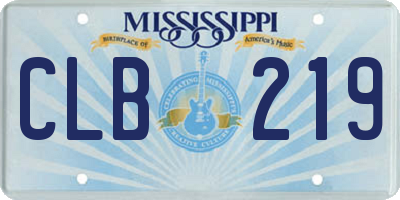 MS license plate CLB219