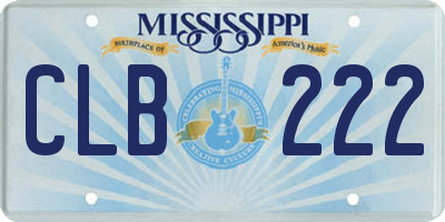 MS license plate CLB222
