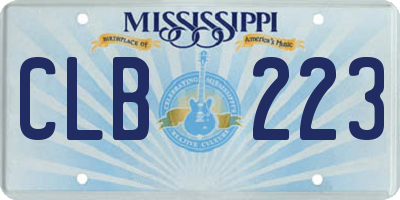 MS license plate CLB223