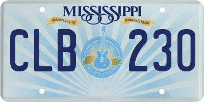 MS license plate CLB230