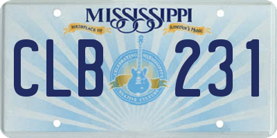 MS license plate CLB231