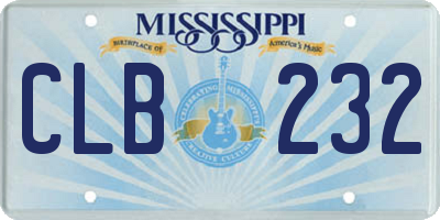 MS license plate CLB232