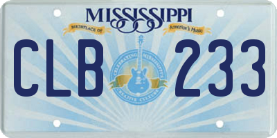 MS license plate CLB233