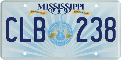 MS license plate CLB238