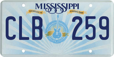 MS license plate CLB259