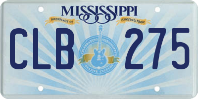 MS license plate CLB275