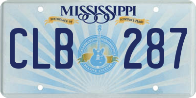 MS license plate CLB287