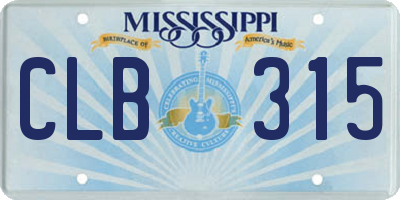 MS license plate CLB315