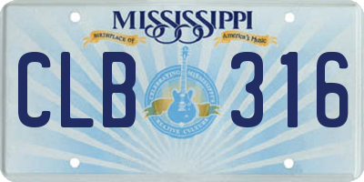 MS license plate CLB316