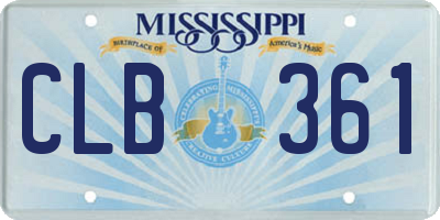 MS license plate CLB361