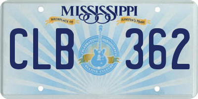 MS license plate CLB362