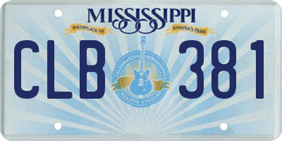 MS license plate CLB381