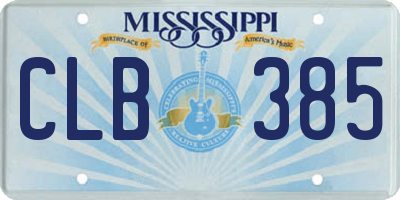 MS license plate CLB385