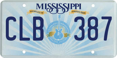 MS license plate CLB387