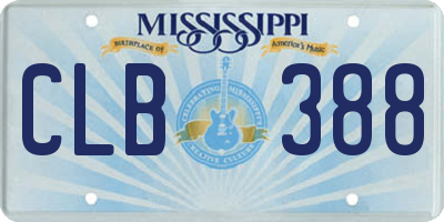 MS license plate CLB388