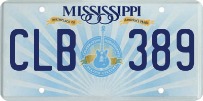 MS license plate CLB389