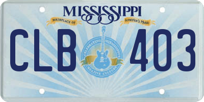MS license plate CLB403
