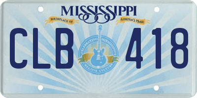 MS license plate CLB418