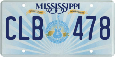 MS license plate CLB478
