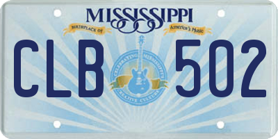 MS license plate CLB502