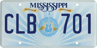 MS license plate CLB701