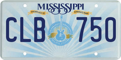 MS license plate CLB750