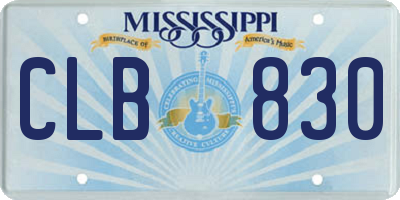 MS license plate CLB830
