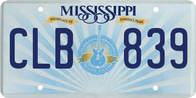 MS license plate CLB839