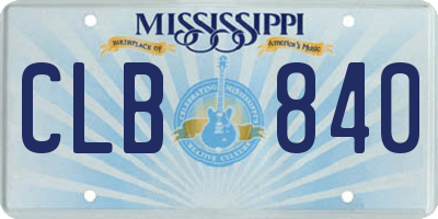 MS license plate CLB840