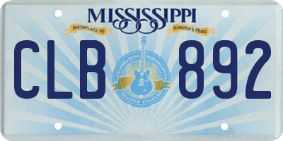 MS license plate CLB892